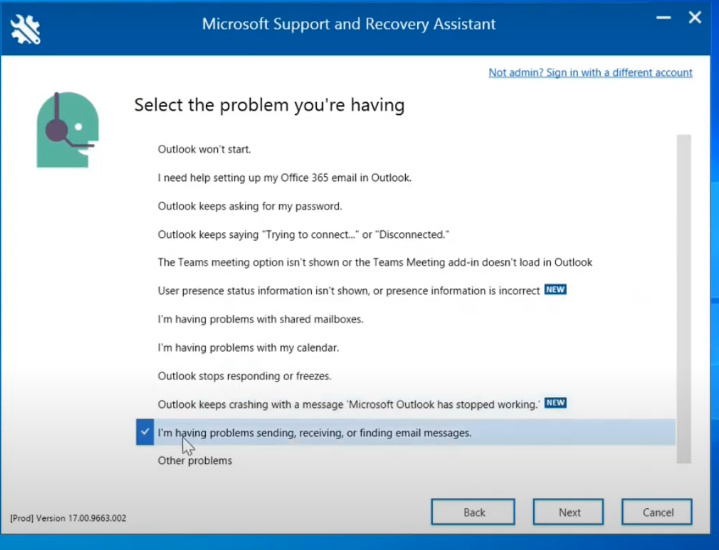 Utilize the Microsoft Support and Recovery Assistant